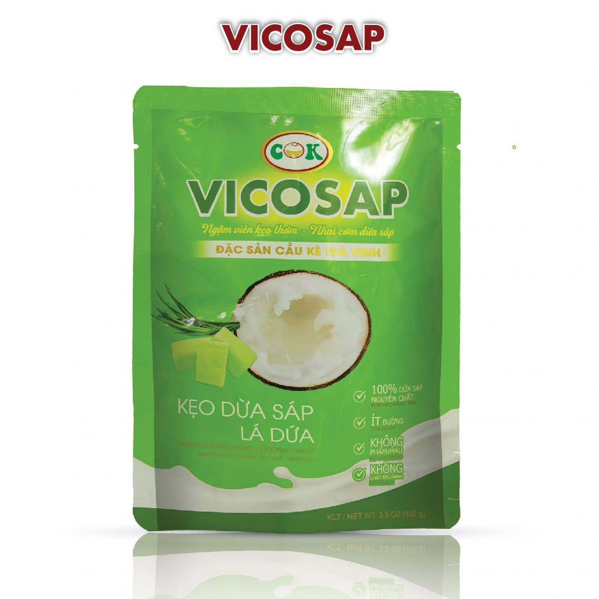 Kẹo Dừa Sáp Vicosap Vị Lá Dứa