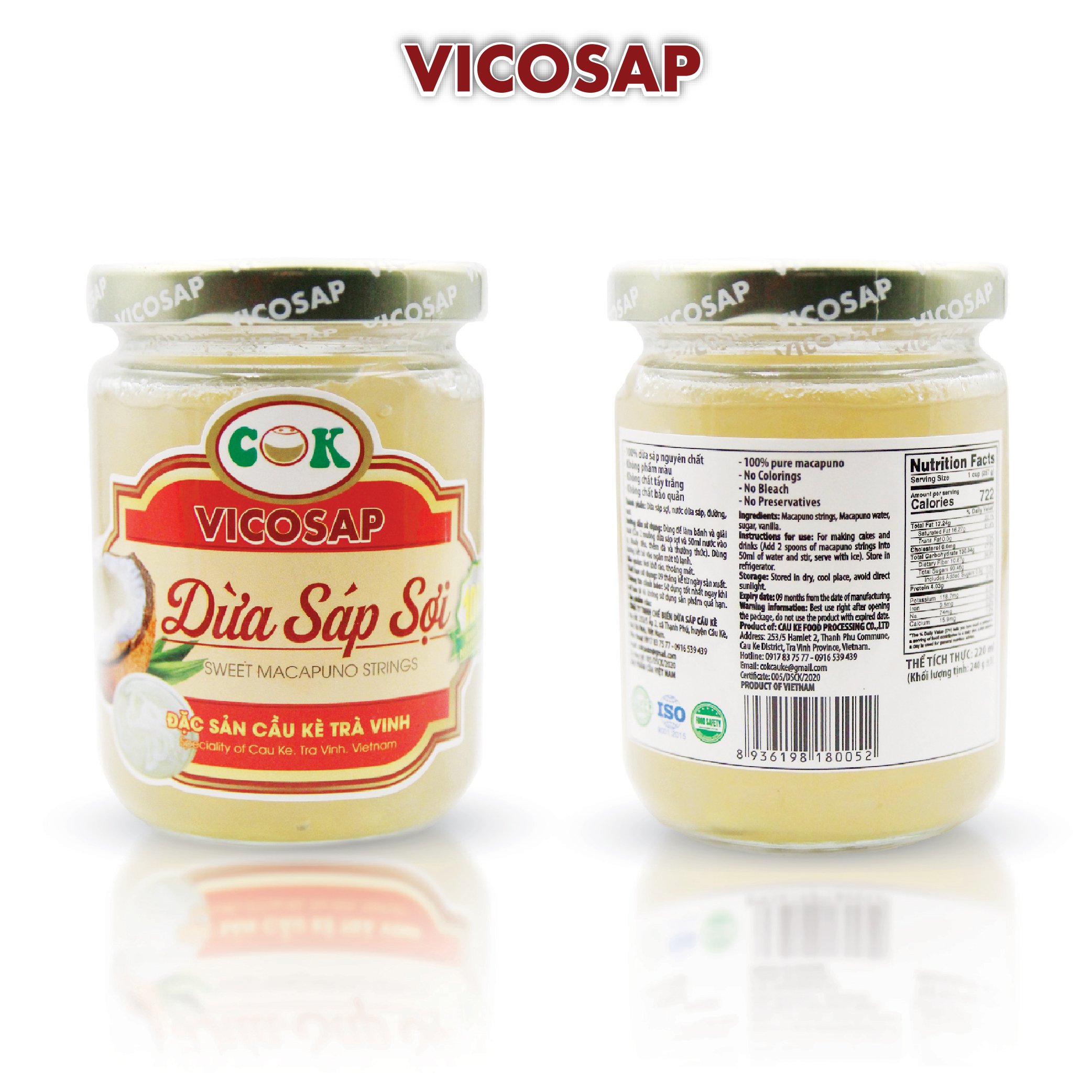 [OCOP 5 SAO] Dừa sáp sợi Vicosap 220ml