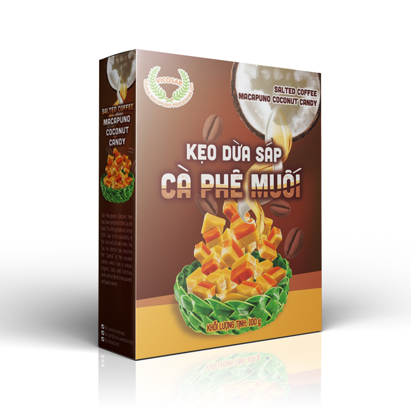 Kẹo Dừa Sáp Cà Phê Muối - Hộp 100g