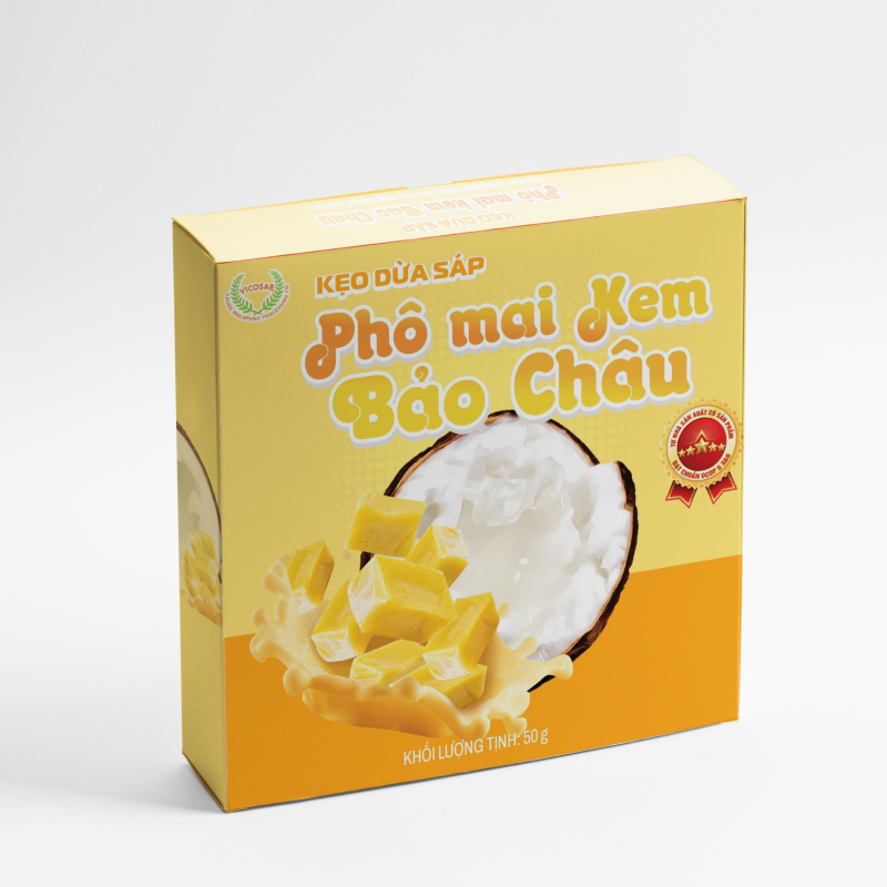 Kẹo Dừa Sáp Phô Mai Kem Bảo Châu - Hộp 50g